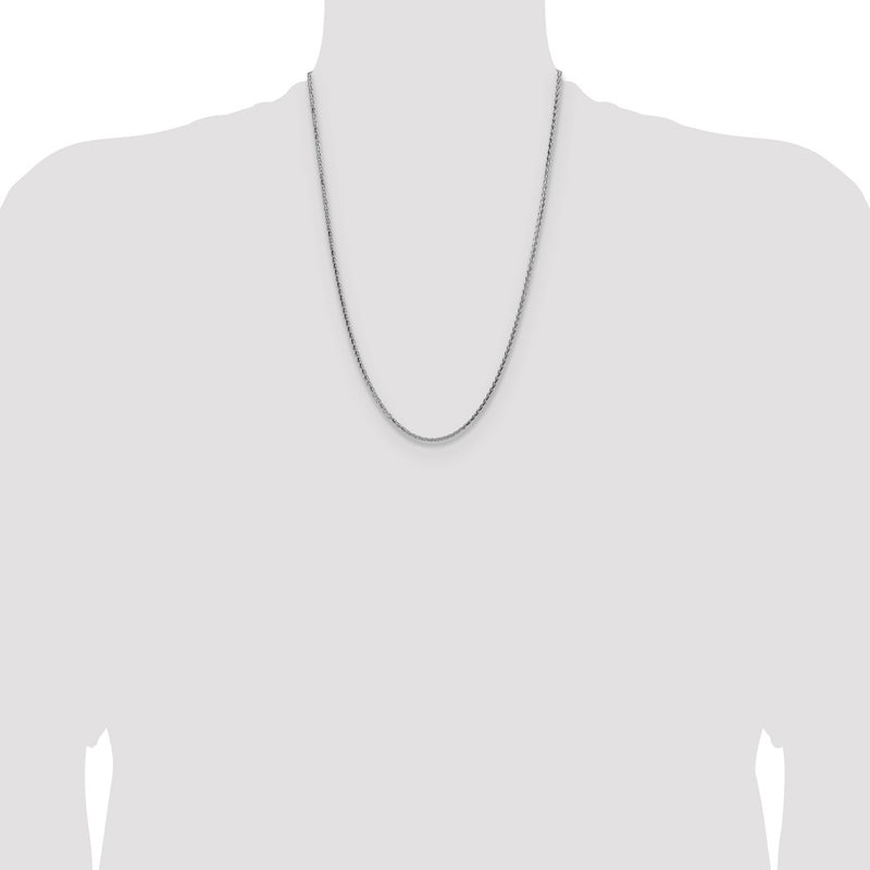 24 Inch Sterling Silver 2.5mm Diamond-Cut Square Spiga Chain Necklace