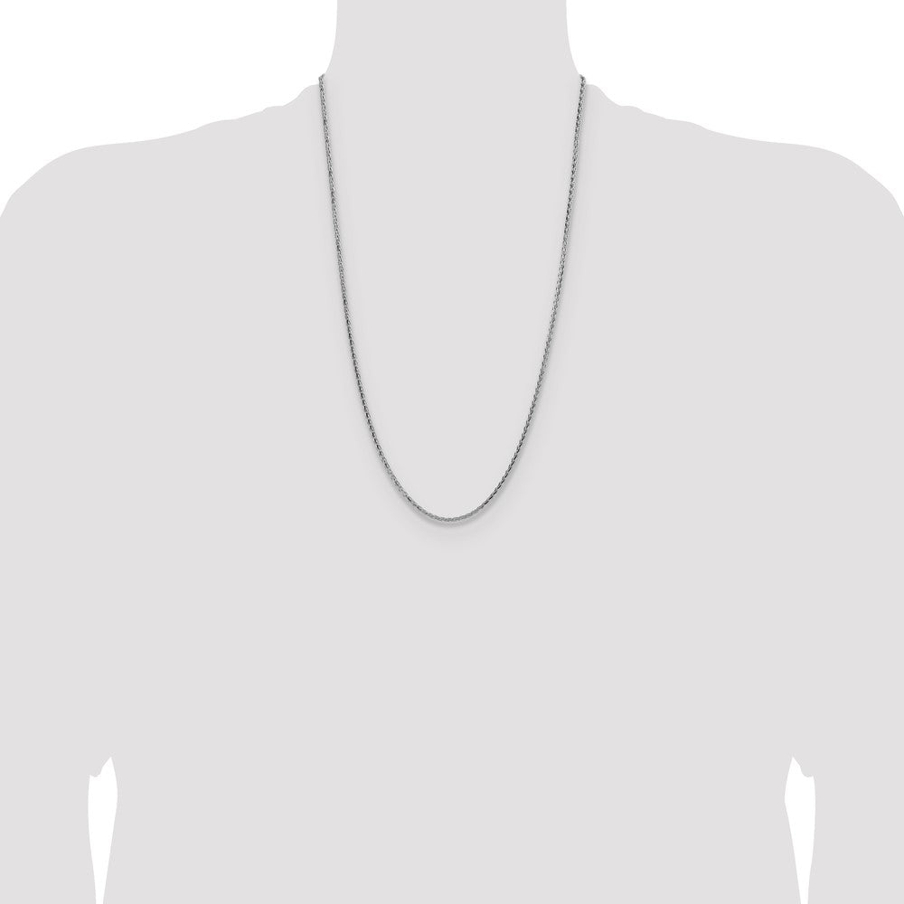26 Inch Sterling Silver 2.5mm Diamond-Cut Square Spiga Chain Necklace