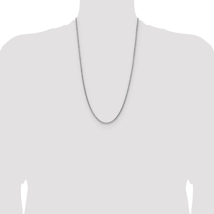 26 Inch Sterling Silver 2.5mm Diamond-Cut Square Spiga Chain Necklace