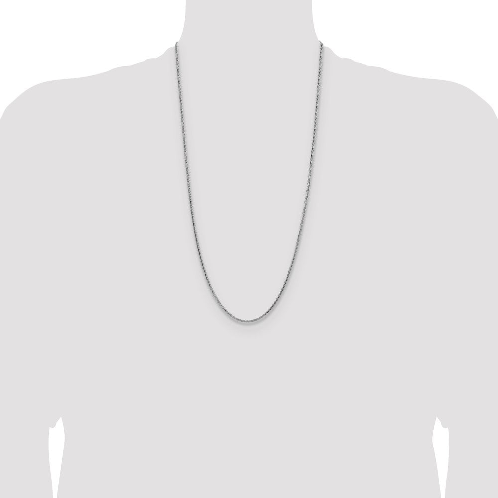 28 Inch Sterling Silver 2.5mm Diamond-Cut Square Spiga Chain Necklace