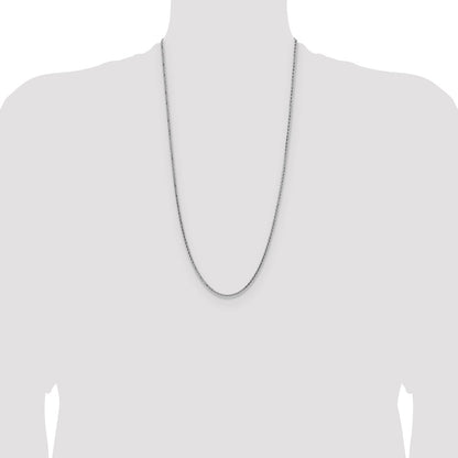 28 Inch Sterling Silver 2.5mm Diamond-Cut Square Spiga Chain Necklace