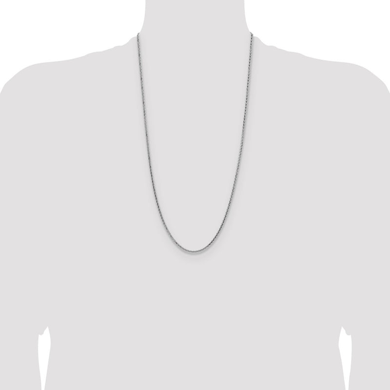 28 Inch Sterling Silver 2.5mm Diamond-Cut Square Spiga Chain Necklace