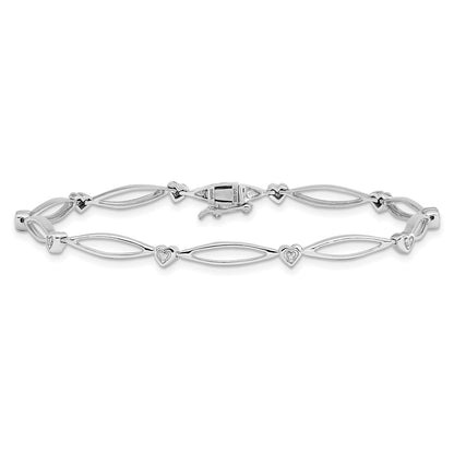 7 Inch Sterling Silver Rhodium-Plated Diam. Bracelet