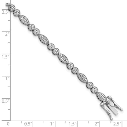 7 Inch Sterling Silver Rhodium-Plated Diam. Bracelet