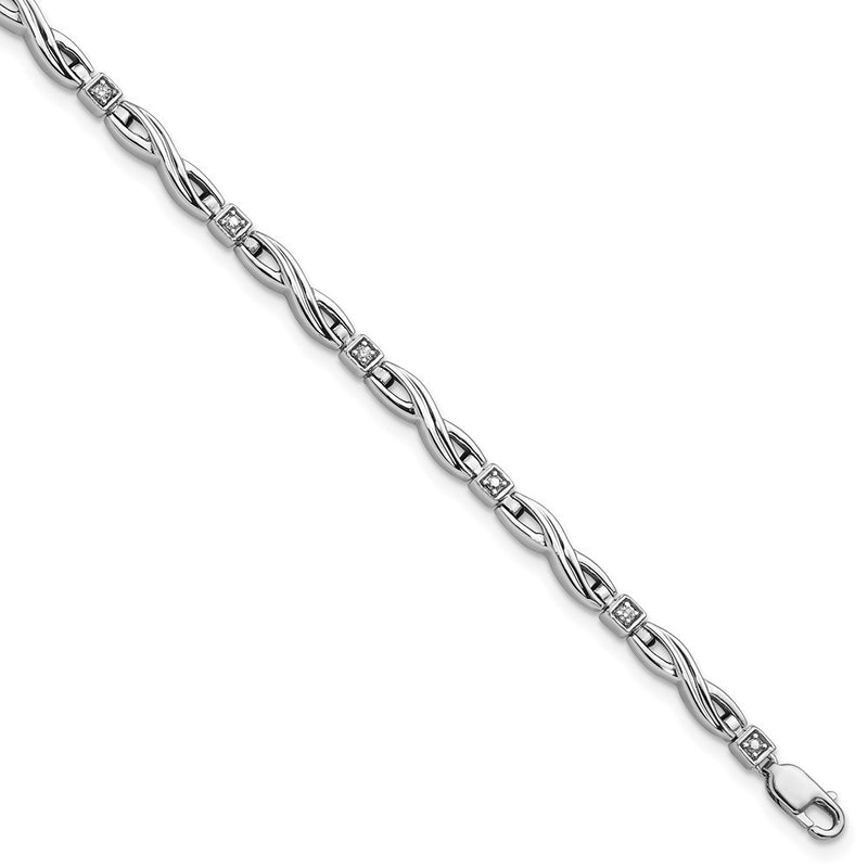 7 Inch Sterling Silver Rhodium-Plated Diam. Bracelet