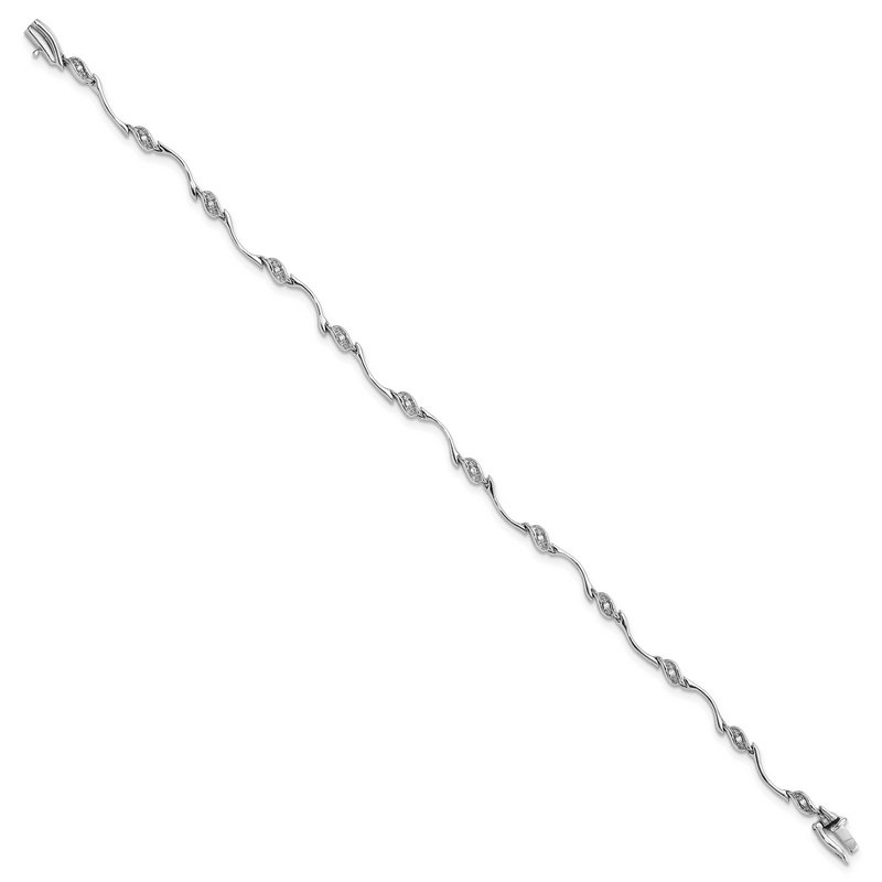 7 Inch Sterling Silver Rhodium-Plated Diam. Bracelet