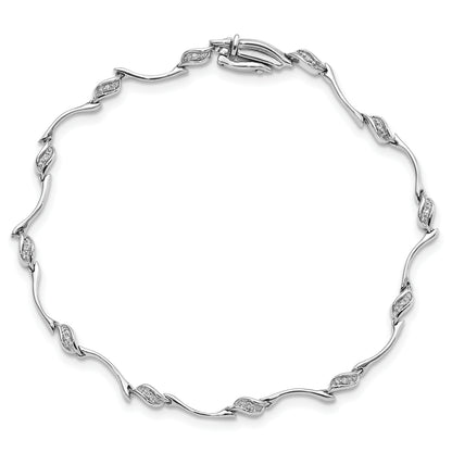 7 Inch Sterling Silver Rhodium-Plated Diam. Bracelet