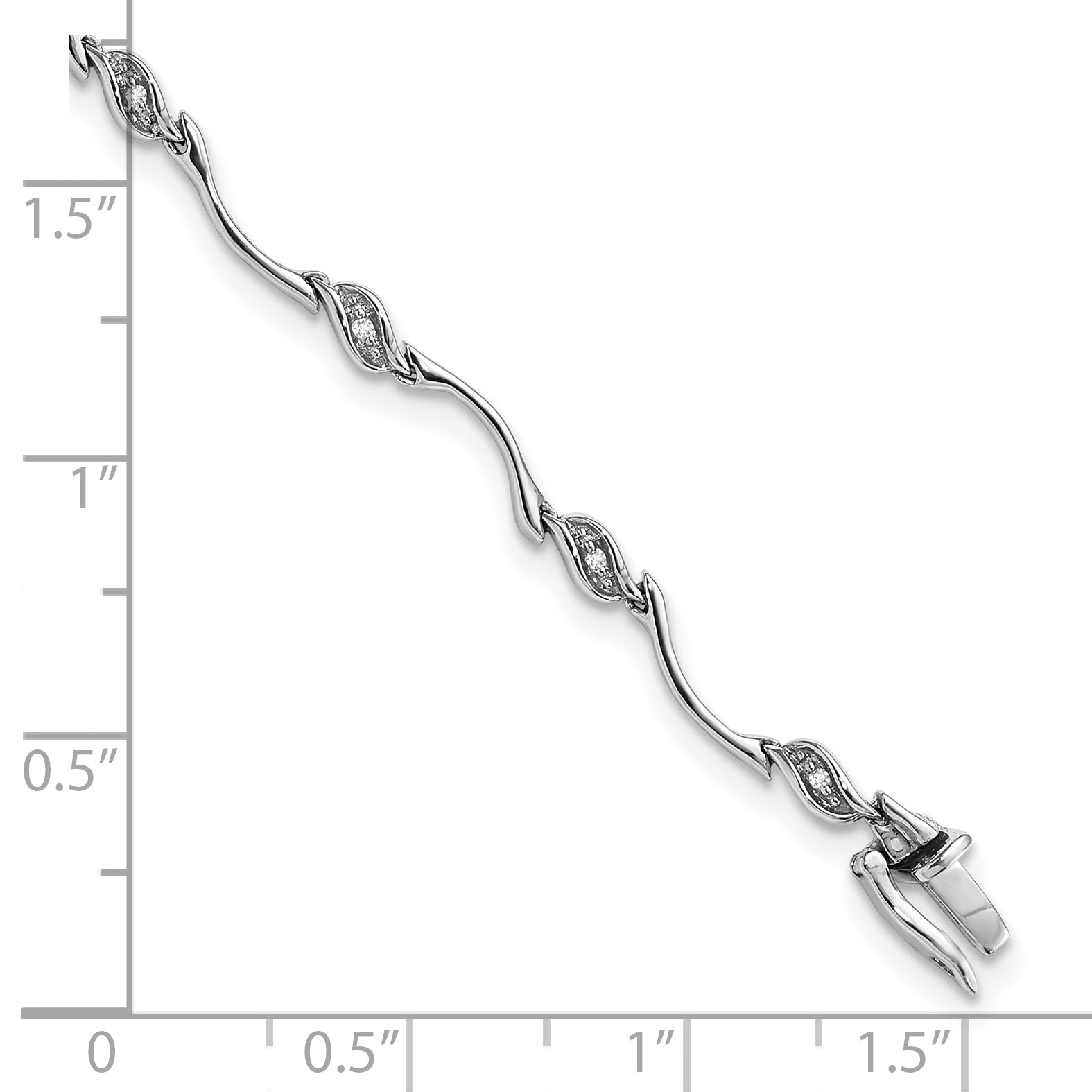 7 Inch Sterling Silver Rhodium-Plated Diam. Bracelet