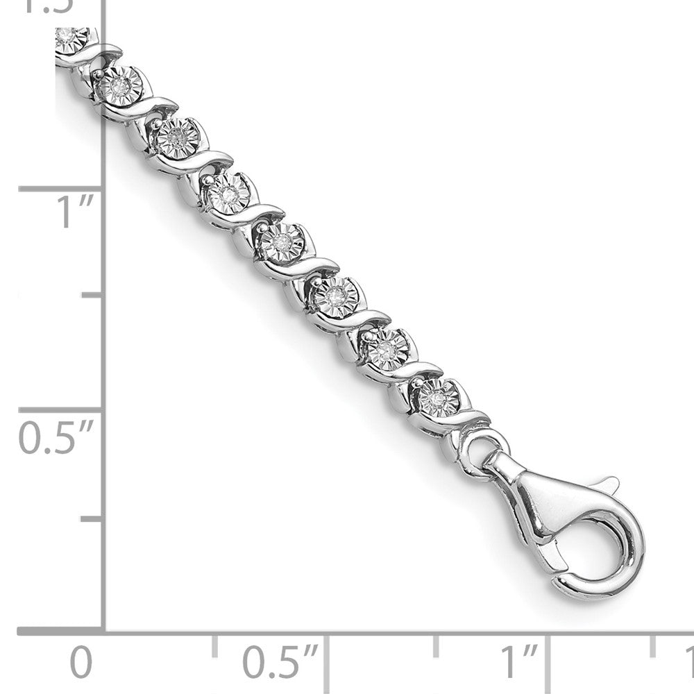 7 Inch Sterling Silver Rhodium-Plated Diam. Tennis Bracelet