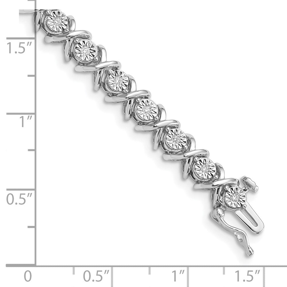 7 Inch Sterling Silver Rhodium-Plated Diam. X Bracelet