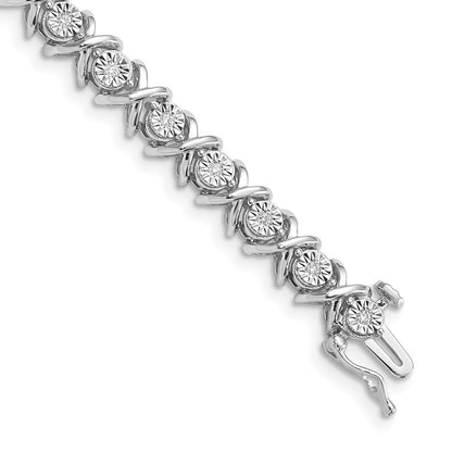 7 Inch Sterling Silver Rhodium-Plated Diam. X Bracelet