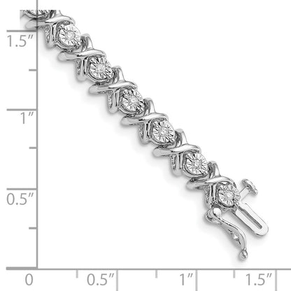 7 Inch Sterling Silver Rhodium Plated Diamond Bracelet