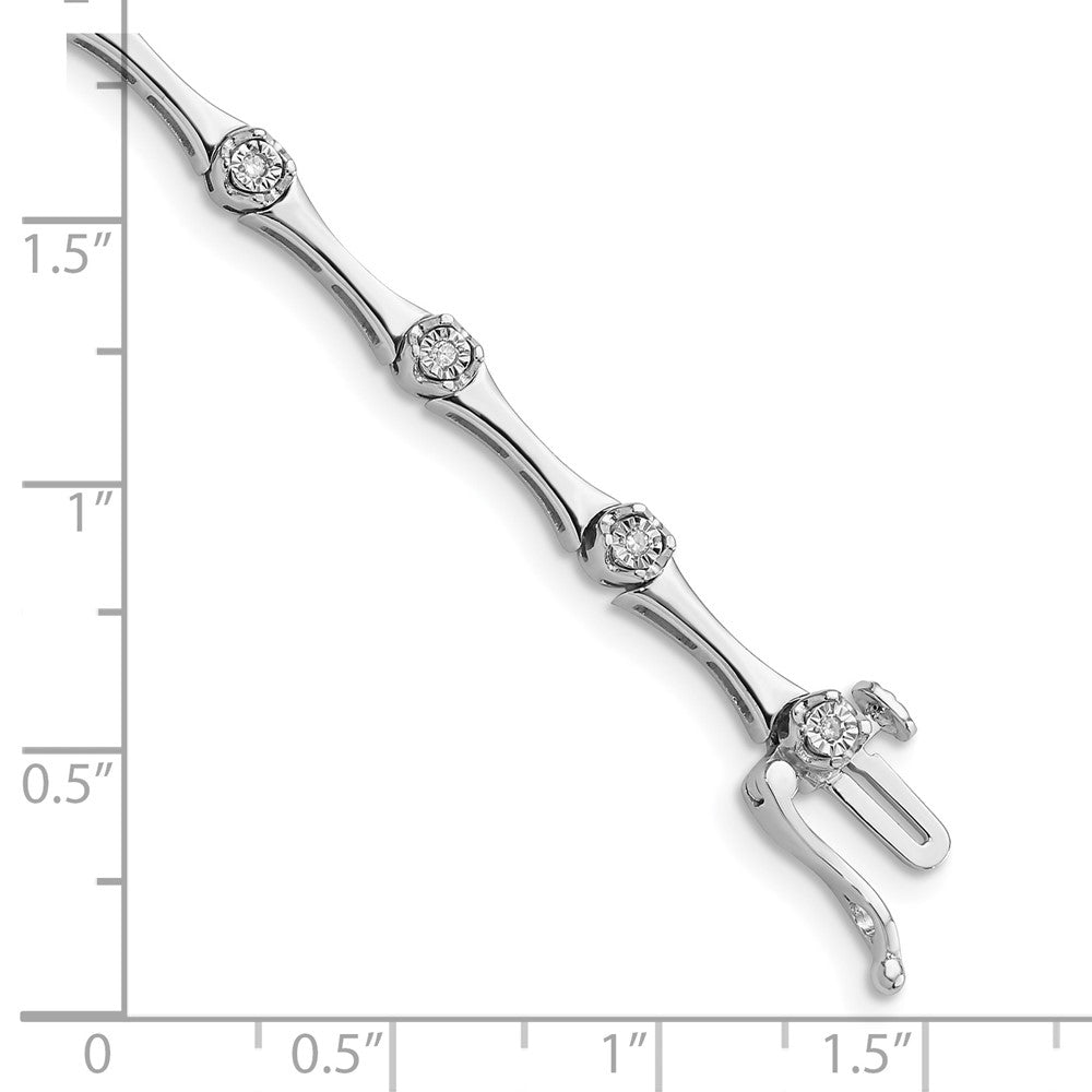 7 Inch Sterling Silver Rhodium Plated Diamond Bracelet