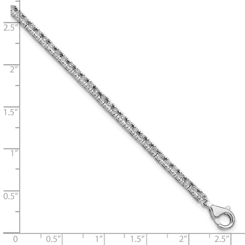 7 Inch Sterling Silver Rhodium-Plated Diam. Tennis Bracelet
