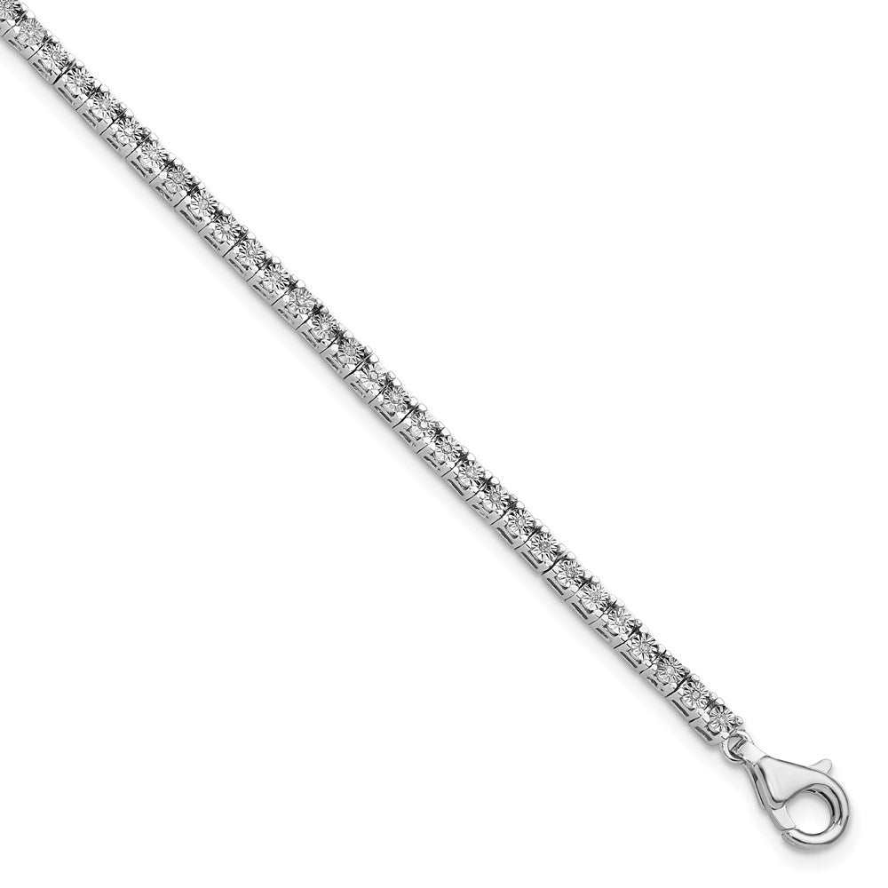 7 Inch Sterling Silver Rhodium-Plated Diam. Tennis Bracelet