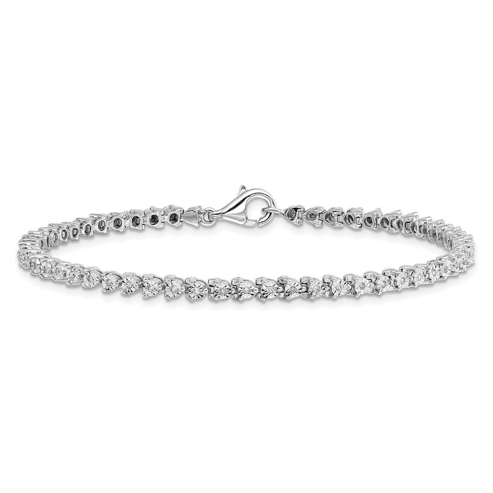 7 Inch Sterling Silver Rhodium-Plated Diam. Tennis Bracelet