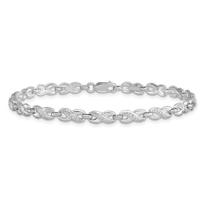 7 Inch Sterling Silver Rhodium-Plated Diam. Bracelet