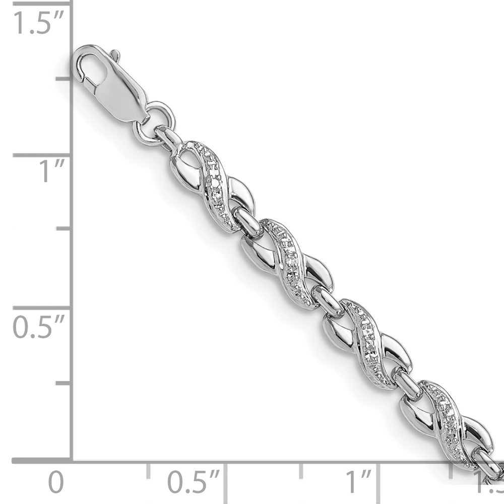 7 Inch Sterling Silver Rhodium-Plated Diam. Bracelet