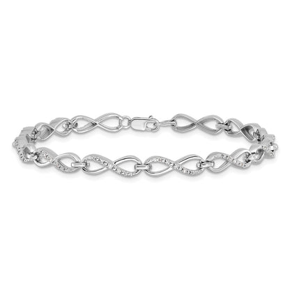 7.5 Inch Sterling Silver Rhodium-Plated Diam. Bracelet