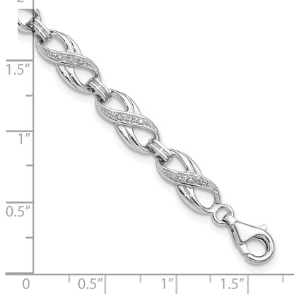 7.5 Inch Sterling Silver Rhodium-Plated Diam. Bracelet
