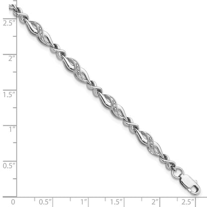 7 Inch Sterling Silver Rhodium-Plated Diam. Bracelet