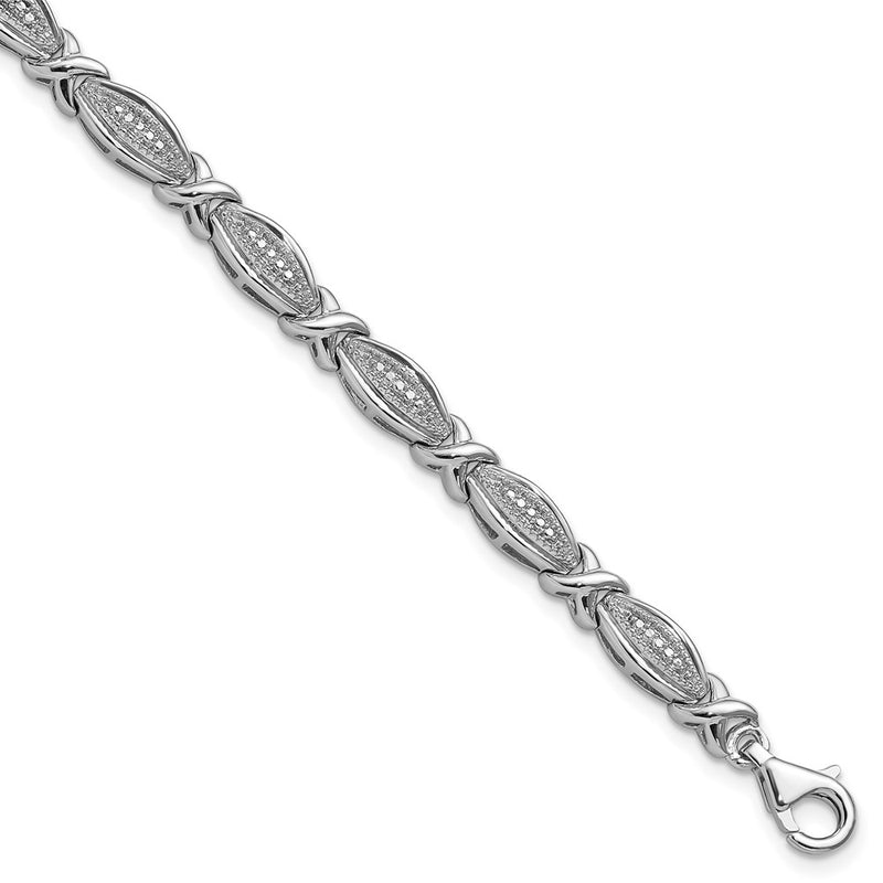 7.5 Inch Sterling Silver Rhodium-Plated Diamond Bracelet