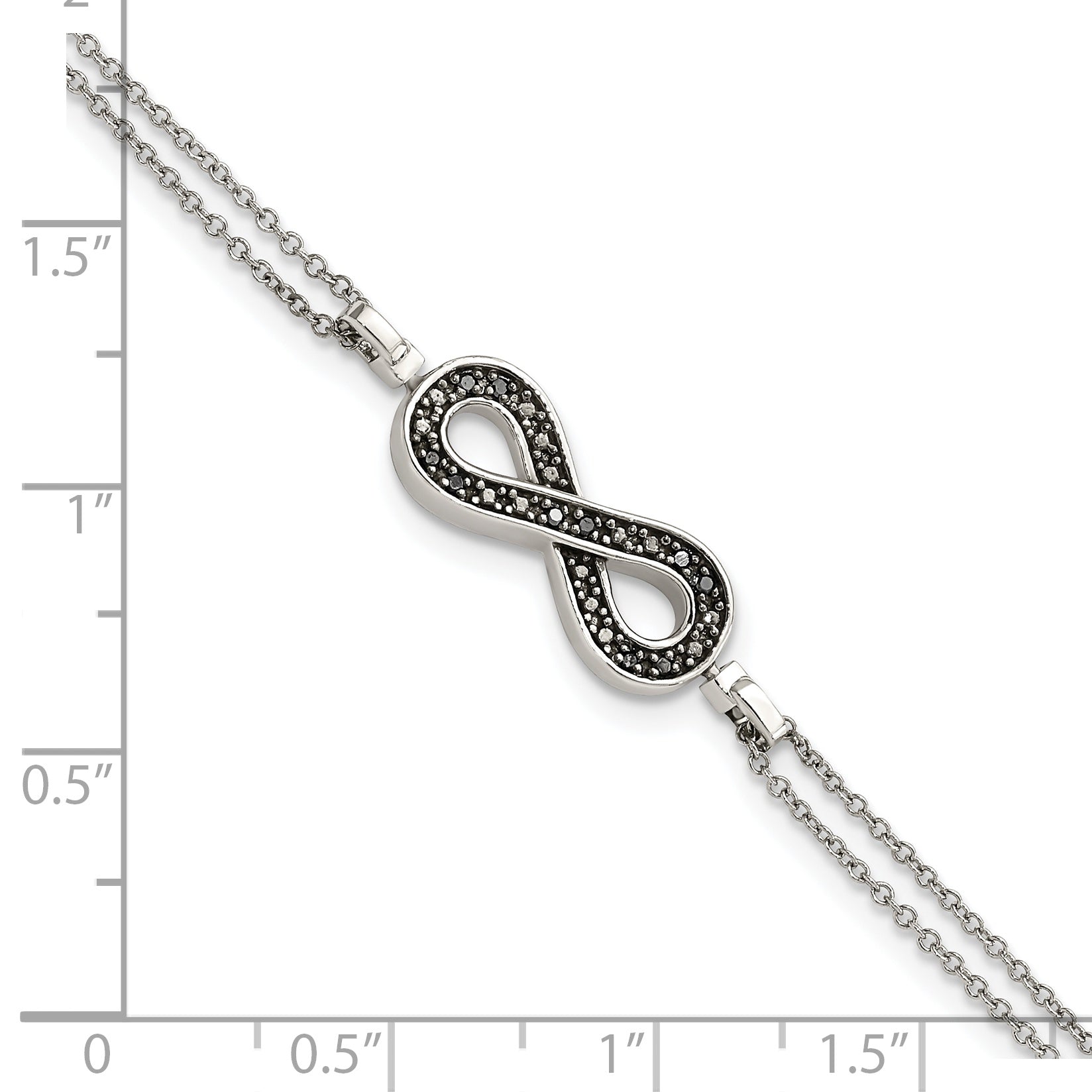 Sterling Silver 0.1ct. Black and White Diamond Reversible Infinity Bracelet Sterling Silver 0.1ct. Black and White Diamond Reversible Infinity Bracelet