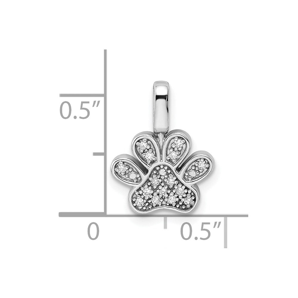 Sterling Silver Rhod 0.15Ct. Blk & White Dia. Reversible Pawprint Pendant