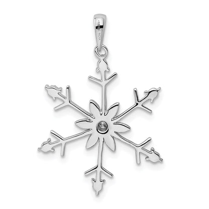 Sterling Silver Rhodium Diam. Snowflake Pendant