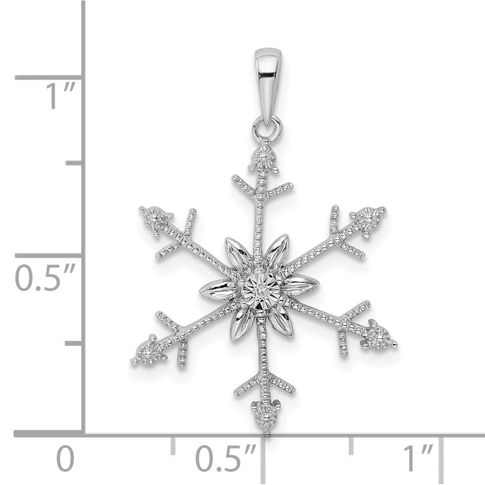 Sterling Silver Rhodium Diam. Snowflake Pendant