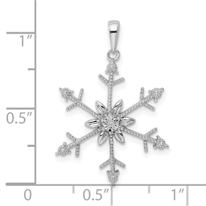Sterling Silver Rhodium Diam. Snowflake Pendant