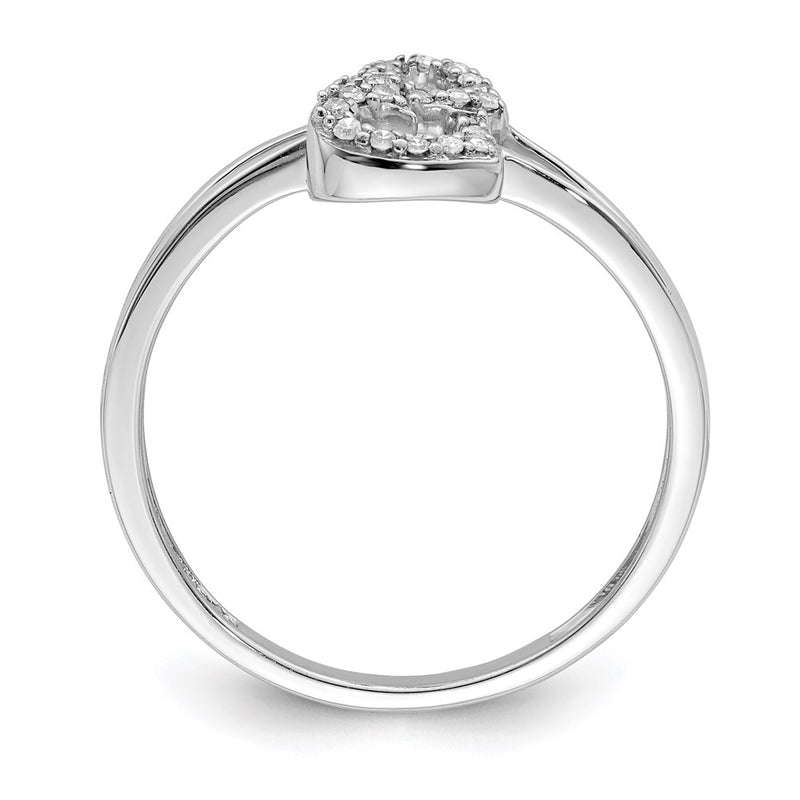 Sterling Silver Rhodium Plateddiamond Heart Ring