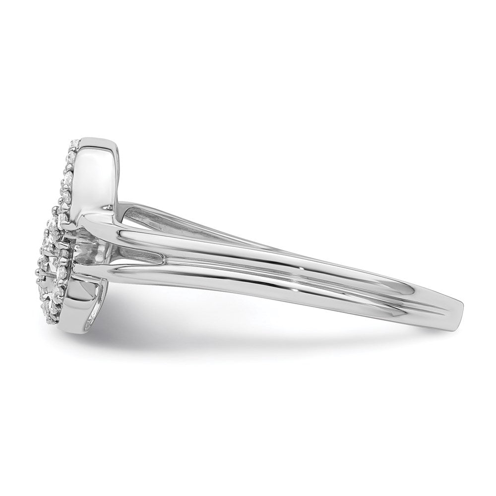 Sterling Silver Rhodium Plateddiamond Heart Ring