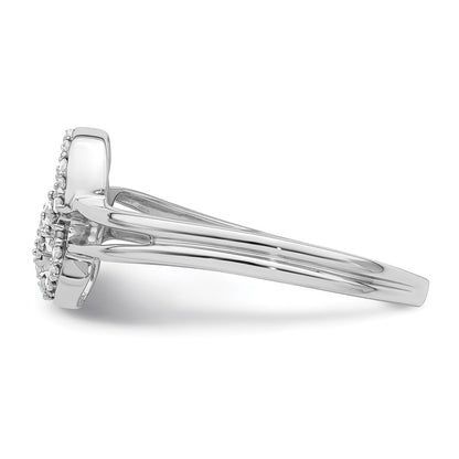 Sterling Silver Rhodium Plateddiamond Heart Ring