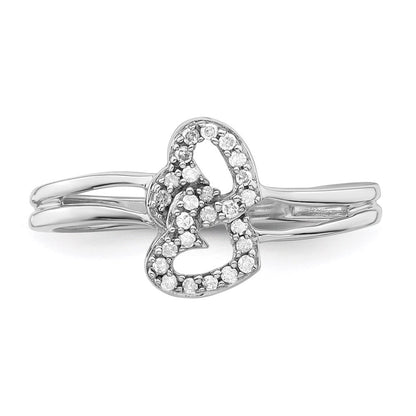 Sterling Silver Rhodium Plateddiamond Heart Ring