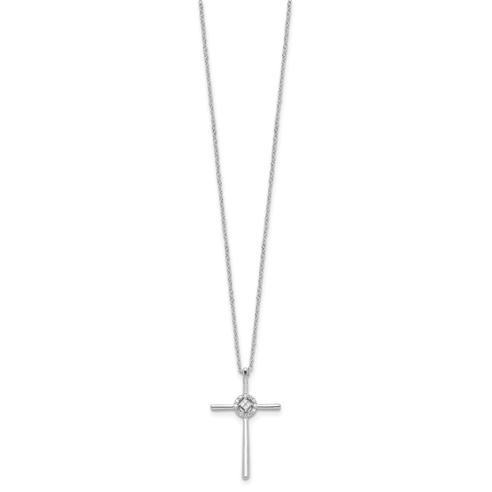 Sterling Silver Diamond Rhodium-Plated Eternal Life Cross Necklace