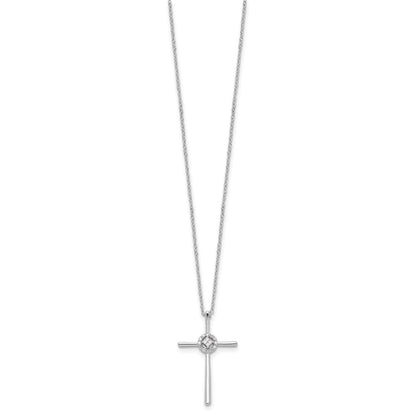 Sterling Silver Diamond Rhodium-Plated Eternal Life Cross Necklace