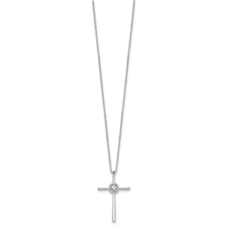 Sterling Silver Diamond Rhodium-Plated Eternal Life Cross Necklace