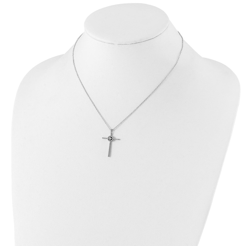 Sterling Silver Diamond Rhodium-Plated Eternal Life Cross Necklace