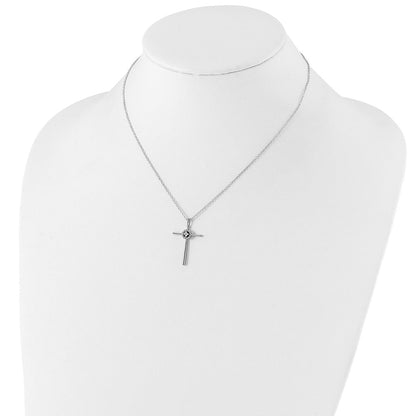 Sterling Silver Diamond Rhodium-Plated Eternal Life Cross Necklace
