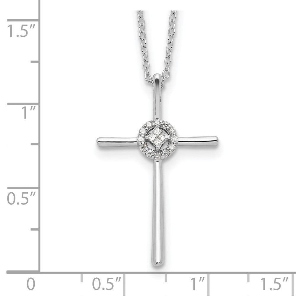 Sterling Silver Diamond Rhodium-Plated Eternal Life Cross Necklace