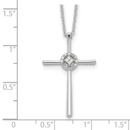 Sterling Silver Diamond Rhodium-Plated Eternal Life Cross Necklace