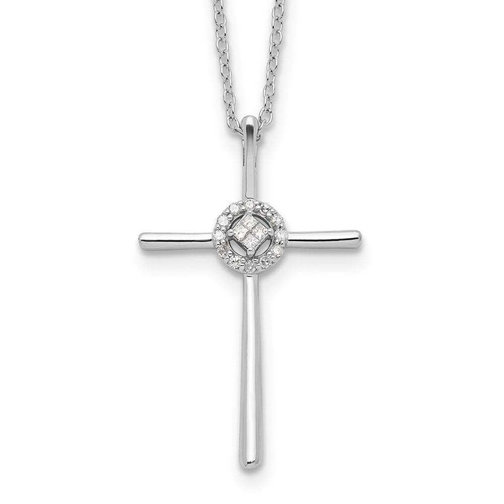 Sterling Silver Diamond Rhodium-Plated Eternal Life Cross Necklace