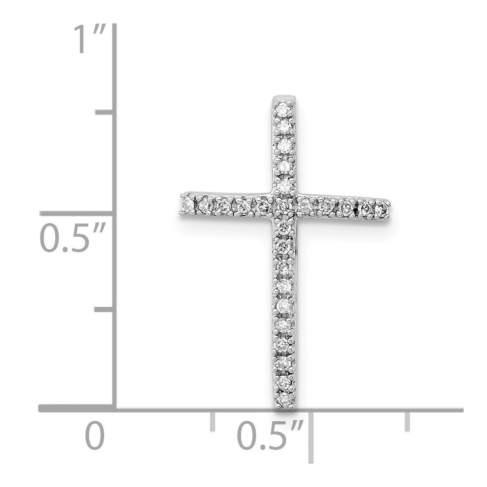 Sterling Silver Rhodium-Plated Diamond Cross Chain Slide