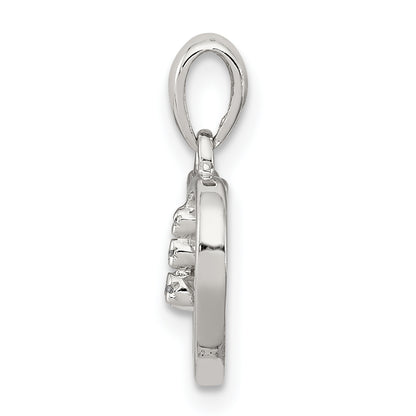Sterling Silver Diamond Rhodium Heart Pendant