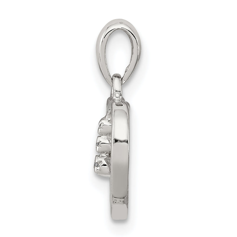 Sterling Silver Diamond Rhodium Heart Pendant