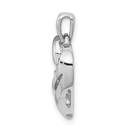 Sterling Silver Rhodium Diam. Heart Pendant
