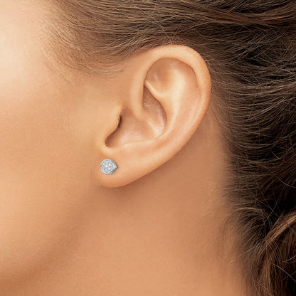 Sterling Silver Rhodium-Plated White Night Diamond Circle Post Earrings