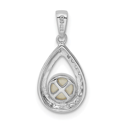 Sterling Silver Rhodium Fw Cultured Pearl & Diamond Pendant