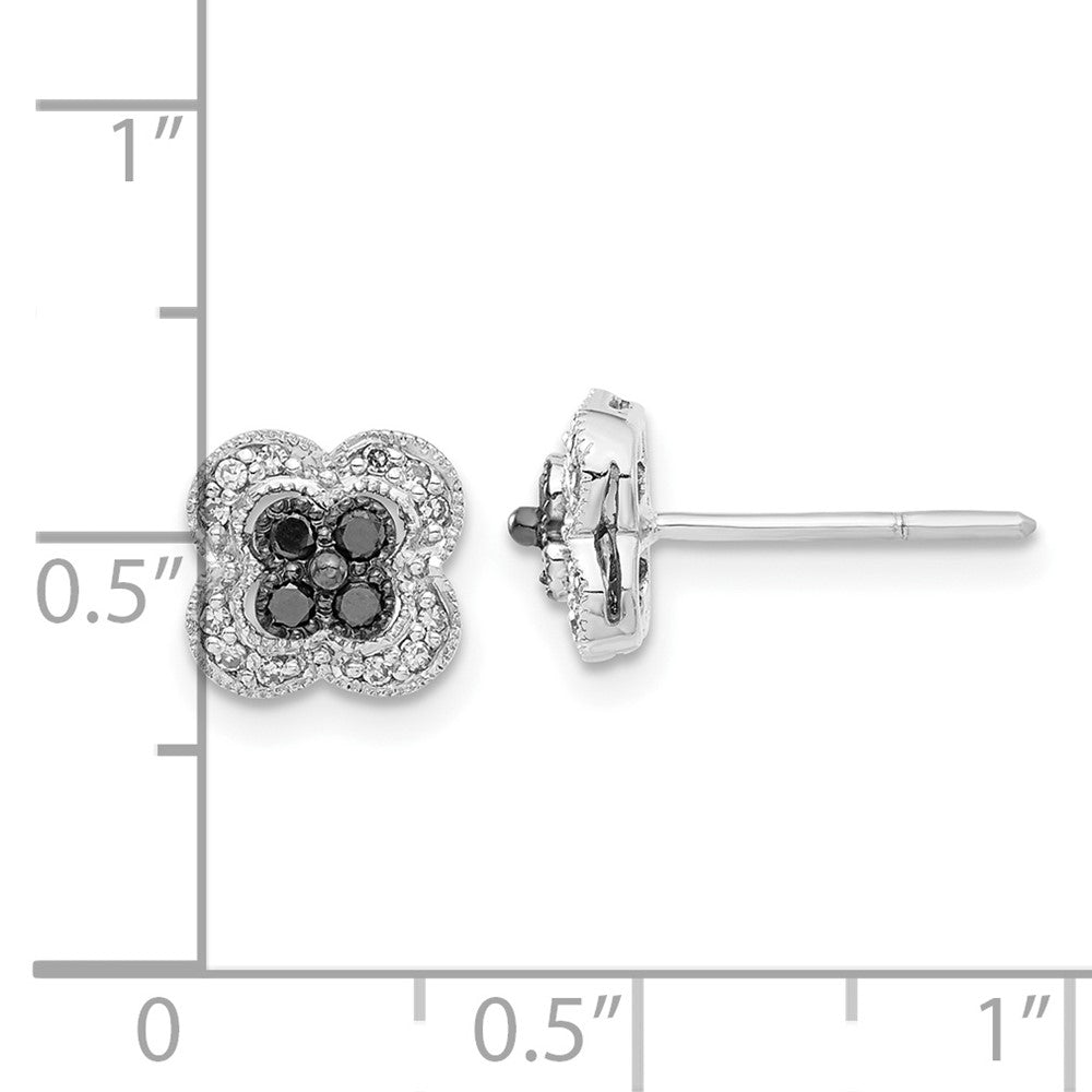 Sterling Silver Black & White Diamond Earrings
